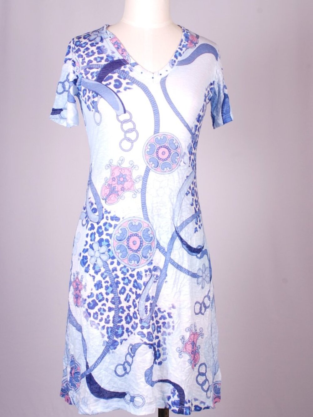 NWT David Cline Crushed Surplice Lightweight Dress w/ Rhinestones, Sz - XS